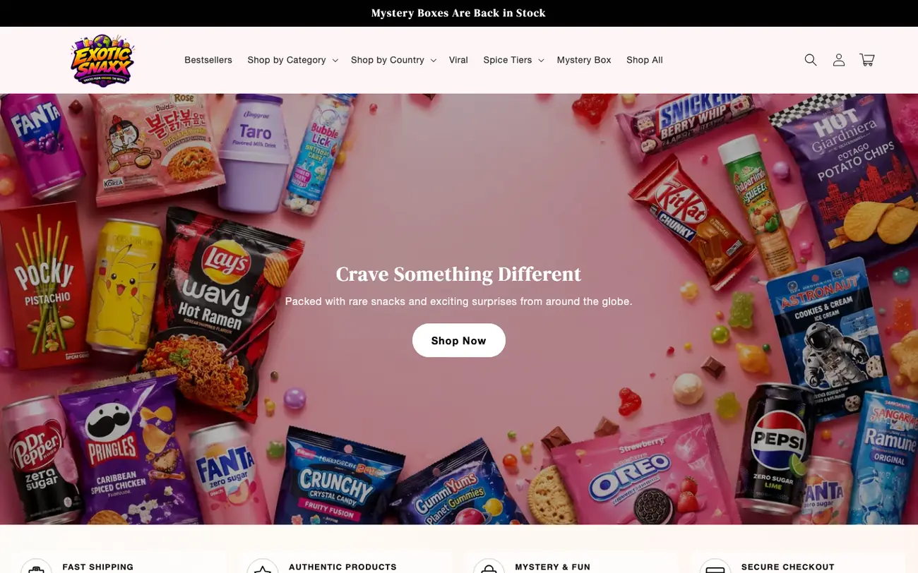 browse by category, country, viral item and spice tier
