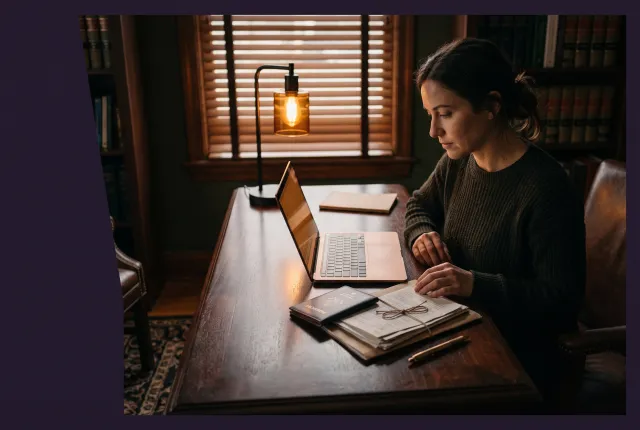 Tunc Law Firm — passport and immigration documents on a quiet law office desk in morning light